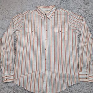 BKE 67 Shirt Mens L Striped‎ Snap Up Pockets Casual Comfort Rancher Rodeo